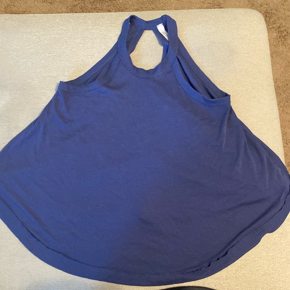Jolie Los Angeles navy blue open back high neck tank